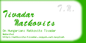 tivadar matkovits business card